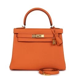Hermès Hermes Kelly Retourne 28 Orange Togo Gold Hardware