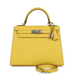 Hermès Hermes Kelly Sellier 28 Jaune De Naples Epsom Palladium Hardware