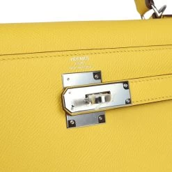 Hermès Hermes Kelly Sellier 28 Jaune De Naples Epsom Palladium Hardware -Online Bag Store H K 240103 5 08