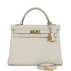 Hermès Hermes Kelly Retourne 32 Craie Togo Gold Hardware