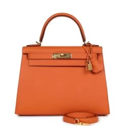 Hermès Hermes Kelly Sellier 28 Orange Epsom Gold Hardware