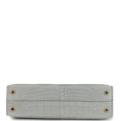 Hermès Hermes Special Order (HSS) Kelly Sellier 20 Gris Perle And Bleu De Malte Matte Alligator Gold Hardware -Online Bag Store H K 240115 1 YB 06