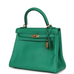 Hermès Pre-owned Hermes Retourne Kelly 25 Vert Vertigo Swift Gold Hardware -Online Bag Store H K 240122 1 HK 03