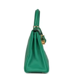 Hermès Pre-owned Hermes Retourne Kelly 25 Vert Vertigo Swift Gold Hardware -Online Bag Store H K 240122 1 HK 04