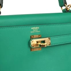 Hermès Pre-owned Hermes Retourne Kelly 25 Vert Vertigo Swift Gold Hardware -Online Bag Store H K 240122 1 HK 08