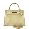 Hermès Vintage Hermes Kelly 28 Vert Celadon Natura Shiny Alligator Gold Hardware -Online Bag Store H K 240123 3 01