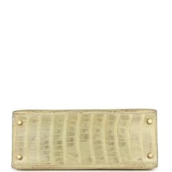 Hermès Vintage Hermes Kelly 28 Vert Celadon Natura Shiny Alligator Gold Hardware -Online Bag Store H K 240123 3 06