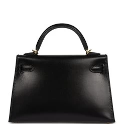 Hermès Pre-owned Hermes Kelly Sellier 20 Black Box Gold Hardware -Online Bag Store H K 240124 1 YC 05