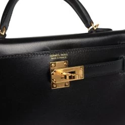 Hermès Pre-owned Hermes Kelly Sellier 20 Black Box Gold Hardware -Online Bag Store H K 240124 1 YC 07