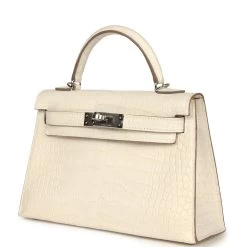 Hermès Hermes Kelly Sellier 20 Nata Matte Alligator Palladium Hardware -Online Bag Store H K 240129 1 03
