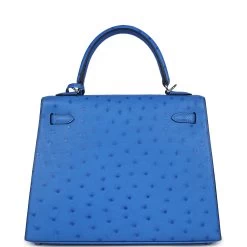 Hermès Hermes Kelly Sellier 25 Bleuet Ostrich Palladium Hardware 14 Hermès Hermes Kelly Sellier 25 Bleuet Ostrich Palladium Hardware -Online Bag Store H K 240131 1 05