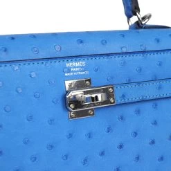 Hermès Hermes Kelly Sellier 25 Bleuet Ostrich Palladium Hardware 17 Hermès Hermes Kelly Sellier 25 Bleuet Ostrich Palladium Hardware -Online Bag Store H K 240131 1 08