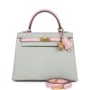 Hermès Hermes Special Order (HSS) Kelly Sellier 25 Gris Perle And Rose Sakura Chevre Brushed Gold Hardware -Online Bag Store H K 240205 4 01