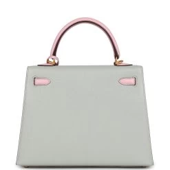 Hermès Hermes Special Order (HSS) Kelly Sellier 25 Gris Perle And Rose Sakura Chevre Brushed Gold Hardware -Online Bag Store H K 240205 4 05