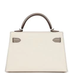 Hermès Hermes Special Order (HSS) Kelly Sellier 20 Nata And Gris Tourterelle Chevre Permabrass Hardware -Online Bag Store H K 240206 1 YH 05