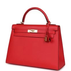 Hermès Hermes Kelly Sellier 32 Rouge Tomate Epsom Gold Hardware -Online Bag Store H K 240221 1 03