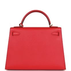 Hermès Hermes Kelly Sellier 32 Rouge Tomate Epsom Gold Hardware -Online Bag Store H K 240221 1 05