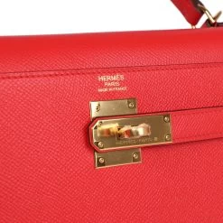 Hermès Hermes Kelly Sellier 32 Rouge Tomate Epsom Gold Hardware -Online Bag Store H K 240221 1 08