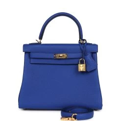 Hermès Hermes Kelly Retourne 25 Bleu Royal Togo Gold Hardware