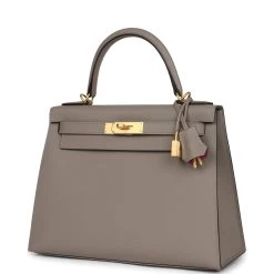 Hermès Hermes Special Order (HSS) Kelly Sellier 28 Gris Asphalte Verso Epsom Brushed Gold Hardware -Online Bag Store H K 240228 2 03