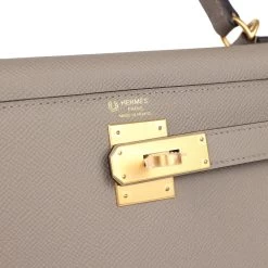 Hermès Hermes Special Order (HSS) Kelly Sellier 28 Gris Asphalte Verso Epsom Brushed Gold Hardware -Online Bag Store H K 240228 2 08
