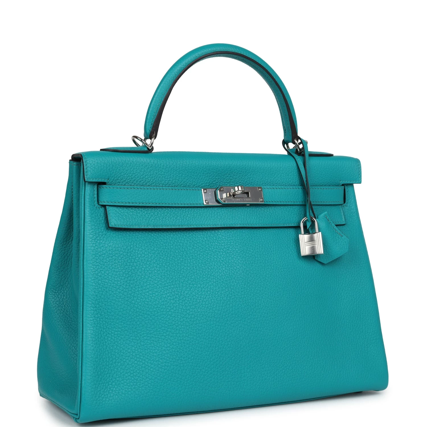 Hermès Pre-owned Hermes Kelly Retourne 32 Bleu Paon Clemence Palladium Hardware 4 Hermès Pre-owned Hermes Kelly Retourne 32 Bleu Paon Clemence Palladium Hardware - Image 2