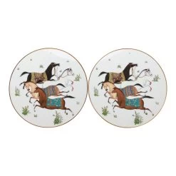 Hermès Hermes "Cheval D'Orient" Porcelain Desert Plate Set
