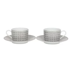 Hermès Hermes "Mosaique Au 24" Porcelain Tea Cup And Saucer Set