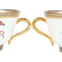 Hermès Hermes "Cheval D'Orient" Porcelain Tea Cup And Saucer Set -Online Bag Store H OT 101922 2 08
