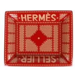 Hermès Hermes 2H Vide Poche "Hermes Sellier" Rouge Porcelain Change Tray