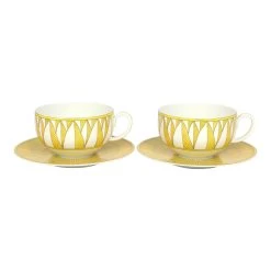 Hermès Hermes "Soleil D’ Hermes" Yellow Porcelain Breakfast Cup And Saucer Set