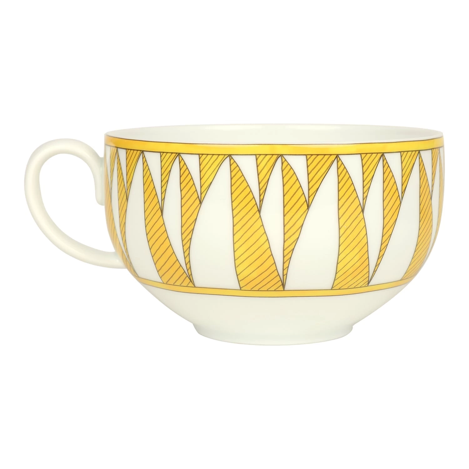 Hermès Hermes "Soleil D’ Hermes" Yellow Porcelain Breakfast Cup And Saucer Set 4 Hermès Hermes "Soleil D’ Hermes" Yellow Porcelain Breakfast Cup And Saucer Set - Image 2