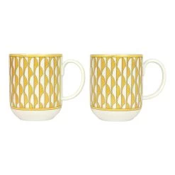 Hermès Hermes "Soleil D’ Hermes" Yellow Porcelain Breakfast Mug Set -Online Bag Store H OT 240130 2 VP 07