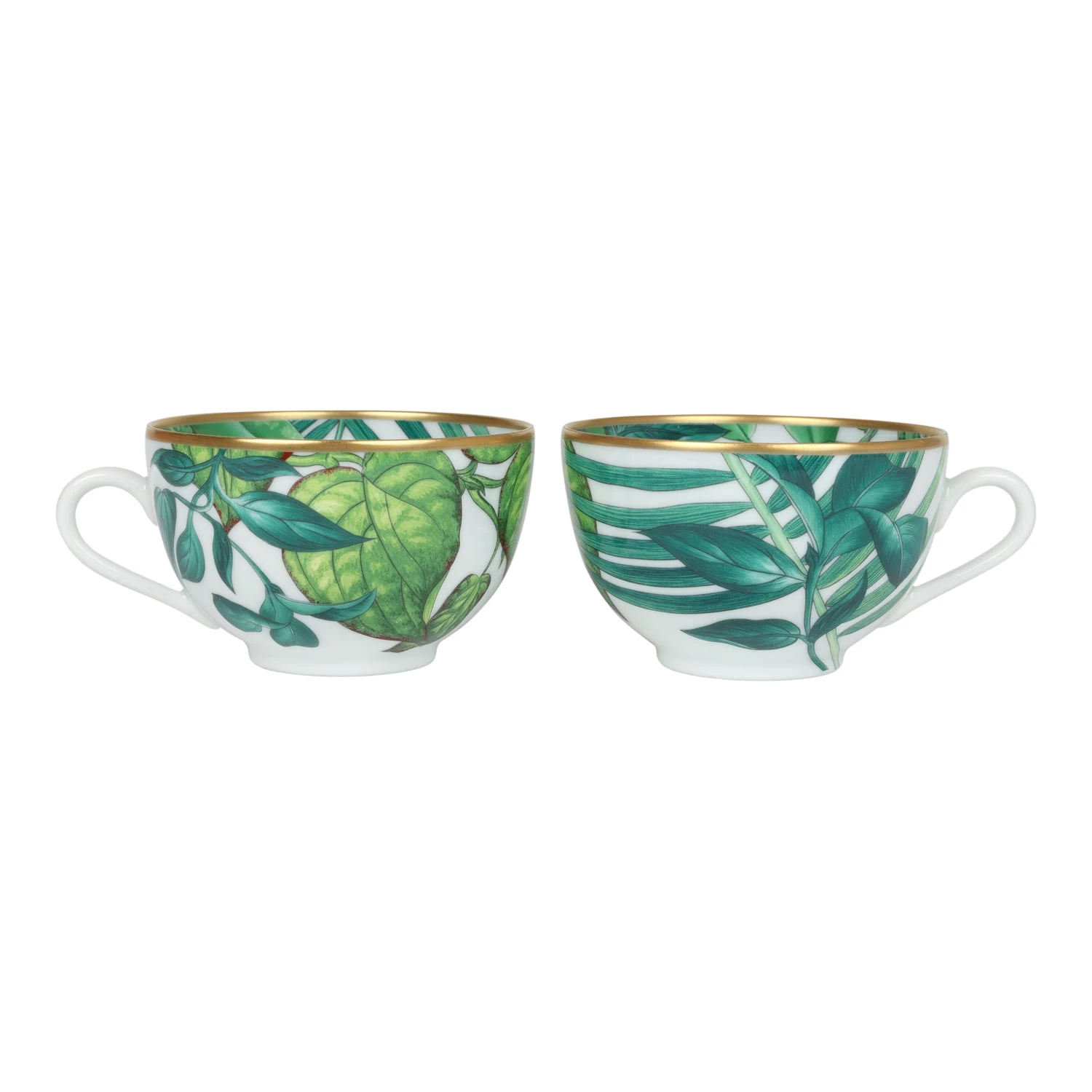Hermès Hermes Passifolia Porcelain Breakfast Cup And Saucer Set Green & White 24K Gold & Porcelain 4 Hermès Hermes Passifolia Porcelain Breakfast Cup And Saucer Set Green & White 24K Gold & Porcelain - Image 2
