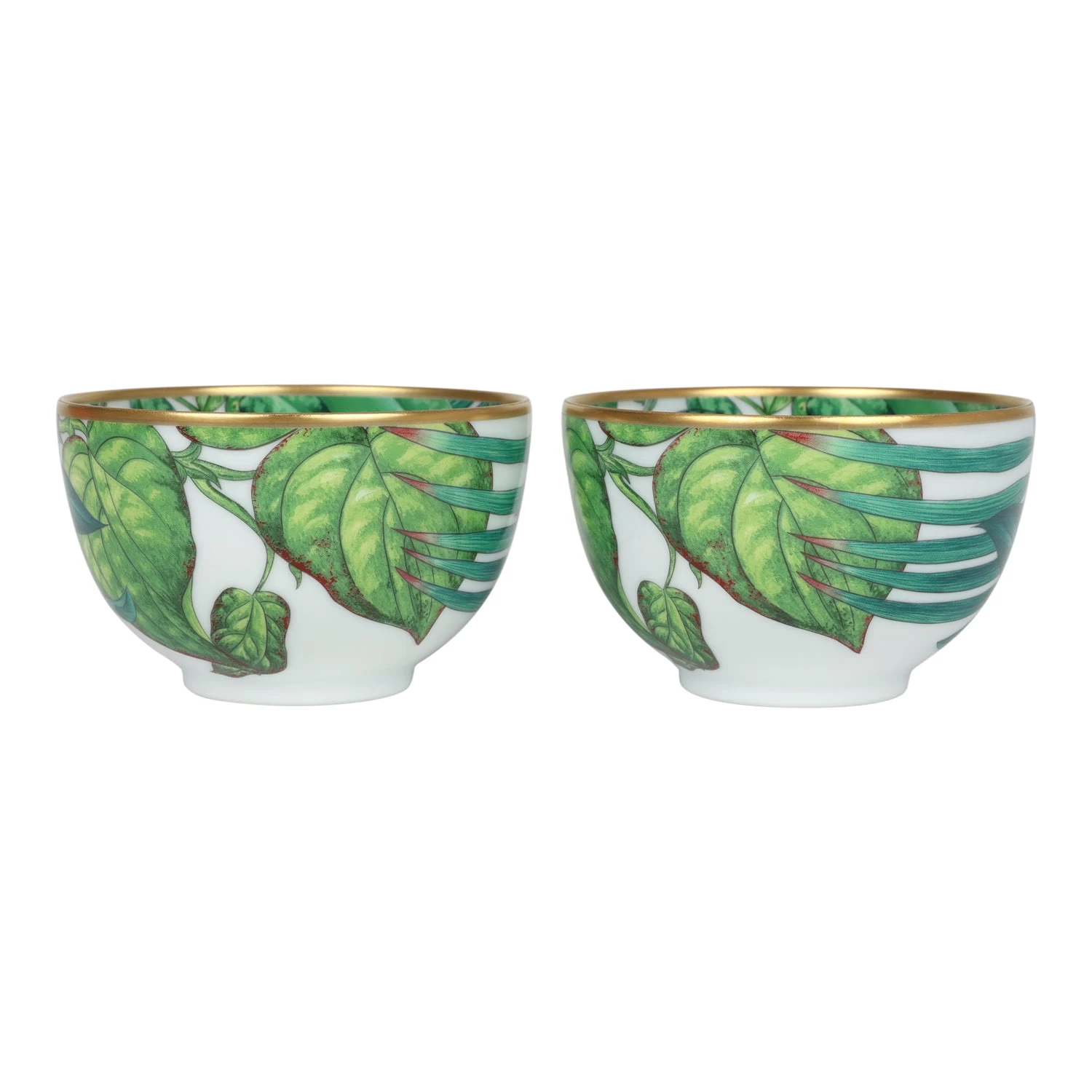 Hermès Hermes Passifolia Porcelain Breakfast Cup And Saucer Set Green & White 24K Gold & Porcelain 6 Hermès Hermes Passifolia Porcelain Breakfast Cup And Saucer Set Green & White 24K Gold & Porcelain - Image 4