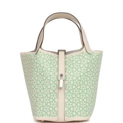 Hermès Hermes Picotin Lock 18 "Lucky Daisy" Nata Swift Palladium Hardware