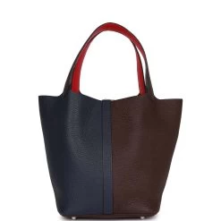 Hermès Hermes Picotin Lock 22 Casaque Bleu Nuit, Framboise And Rouge Sellier Clemence Palladium Hardware -Online Bag Store H PI 011223 1 04