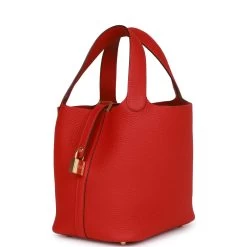 Hermès Hermes Picotin Lock 18 Vermillion Clemence Gold Hardware -Online Bag Store H PI 012623 2 05