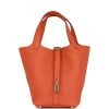 Hermès Hermes Picotin Lock 18 Orange Clemence Palladium Hardware 1 Hermès Hermes Picotin Lock 18 Orange Clemence Palladium Hardware -Online Bag Store H PI 020723 2 01