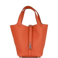 Hermès Hermes Picotin Lock 18 Orange Clemence Palladium Hardware