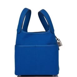 Hermès Hermes Picotin Cargo 18 Bleu France Swift And Toile Canvas Palladium Hardware -Online Bag Store H PI 021422 1 03