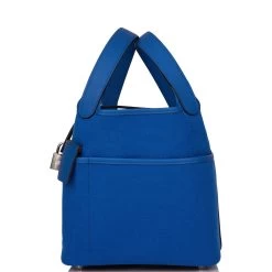 Hermès Hermes Picotin Cargo 18 Bleu France Swift And Toile Canvas Palladium Hardware -Online Bag Store H PI 021422 1 05