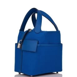 Hermès Hermes Picotin Cargo 18 Bleu France Swift And Toile Canvas Palladium Hardware -Online Bag Store H PI 021422 1 06
