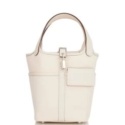 Hermès Hermes Picotin Cargo 18 Nata Swift And Toile Canvas Palladium Hardware