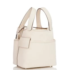 Hermès Hermes Picotin Cargo 18 Nata Swift And Toile Canvas Palladium Hardware -Online Bag Store H PI 032122 3 05