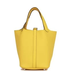 Hermès Hermes Picotin Lock 18 Jaune De Naples Clemence Palladium Hardware -Online Bag Store H PI 052722 1 04
