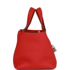 Hermès Hermes Picotin Lock 18 Vermillion Clemence Palladium Hardware -Online Bag Store H PI 102422 3 03
