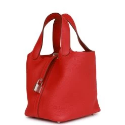 Hermès Hermes Picotin Lock 18 Vermillion Clemence Palladium Hardware -Online Bag Store H PI 102422 3 05
