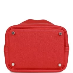 Hermès Hermes Picotin Lock 18 Vermillion Clemence Palladium Hardware -Online Bag Store H PI 102422 3 06