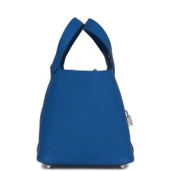 Hermès Hermes Picotin Lock 18 Bleu France Clemence Palladium Hardware 12 Hermès Hermes Picotin Lock 18 Bleu France Clemence Palladium Hardware -Online Bag Store H PI 102422 5 03